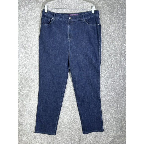 Gloria Vanderbilt Amanda Straight Leg‎ Jeans Womens Missy Size 14 Dark Wash Blue - Picture 1 of 12